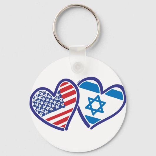 USA Israel Heart Flag Schlüsselanhänger (Vorderseite)