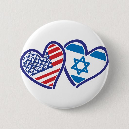 USA Israel Herzenflagge Button (Vorderseite)