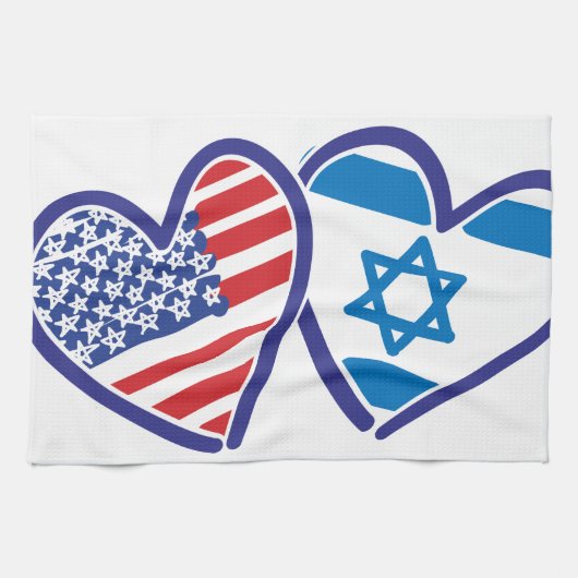 USA Israel Herzenflagge Handtuch (Horizontal)