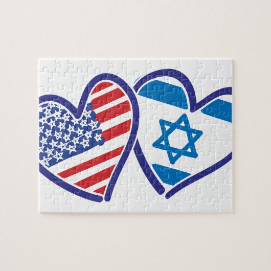 USA Israel Herzenflagge Puzzle (Horizontal)