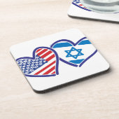 USA Israel Herzenflagge Untersetzer (Linke Seite)