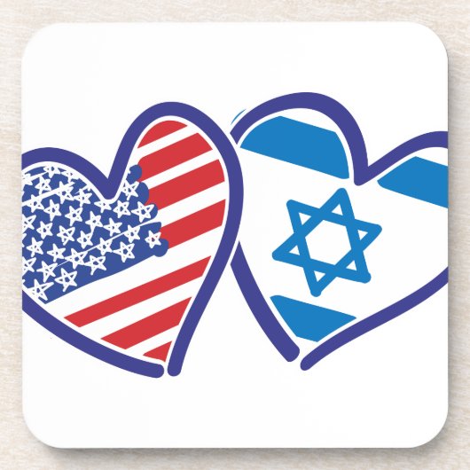 USA Israel Herzenflagge Untersetzer (Vorderseite)