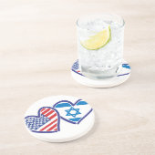 USA Israel Herzenflagge Untersetzer (Seite)