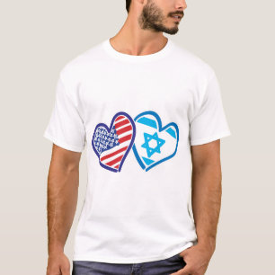 USA Israel Liebe Hearts T-Shirt