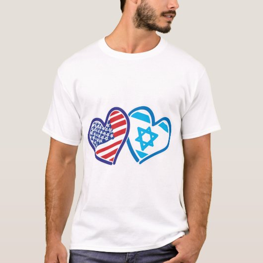 USA Israel Liebe Hearts T-Shirt (Vorderseite)
