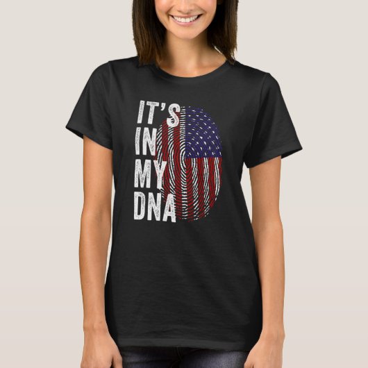 USA It's In My DNA Cute American Fingerprint Ameri T-Shirt (Vorderseite)