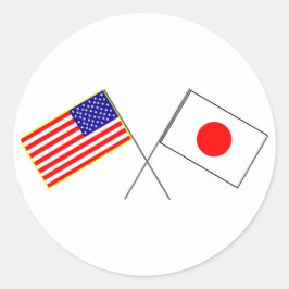 USA-JAPAN-Flaggen Runder Aufkleber