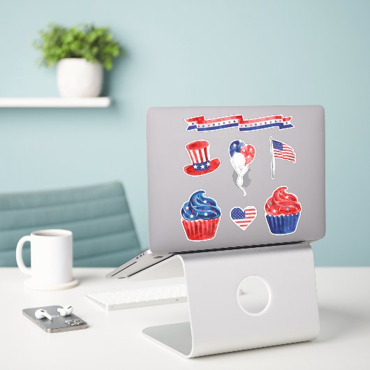 USA Juli 4. Aufkleber (Laptop auf Schreibtisch)