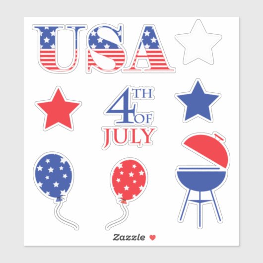 USA Juli 4. Aufkleber (Blatt)