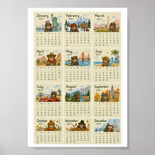 USA-Kalender 2027 Poster (Vorne)