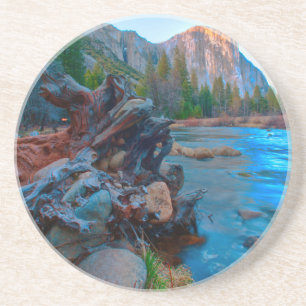 USA, Kalifornien. Baumwurzeln im Merced-Fluss Getränkeuntersetzer