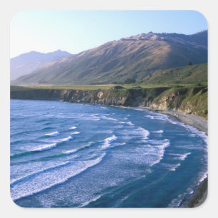 USA, Kalifornien, Big Sur, Bucht entlang der Highw Quadratischer Aufkleber