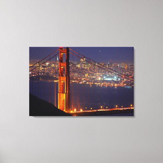 USA, Kalifornien. Golden Gate Bridge bei Nacht Leinwanddruck (Vorderseite)