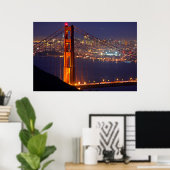 USA, Kalifornien. Golden Gate Bridge bei Nacht Poster (Heimbüro)