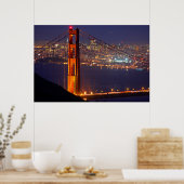 USA, Kalifornien. Golden Gate Bridge bei Nacht Poster (Küche)
