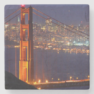 USA, Kalifornien. Golden Gate Bridge bei Nacht Steinuntersetzer