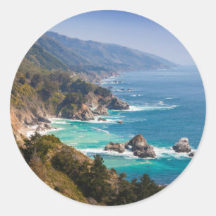USA, Kalifornien. Kalifornische Küste, Big Sur Runder Aufkleber