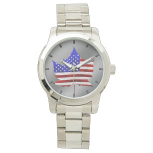USA/Kanada Beobachten der kanadischen USA Flag Wri Armbanduhr