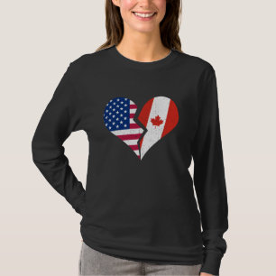 USA & Kanada Flaggen - gebrochenes Herzsymbol Vint T-Shirt