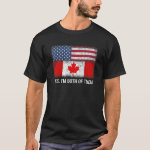 Usa Kanada Kanadischer Amerikanischer Flagge Doppe T-Shirt