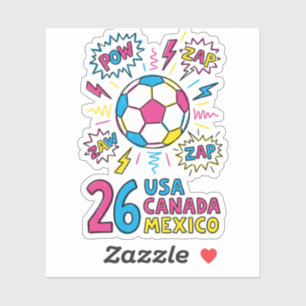 USA Kanada Mexiko 2026 Fußball Pop Art Comic-Stil Aufkleber