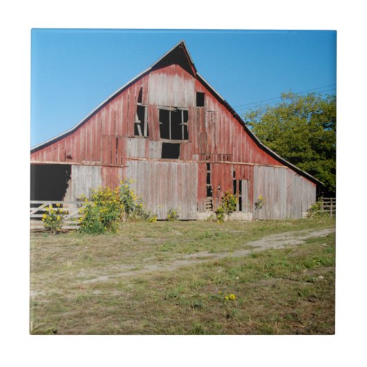 USA, Kansas, alte rote Scheune Fliese (Vorderseite)