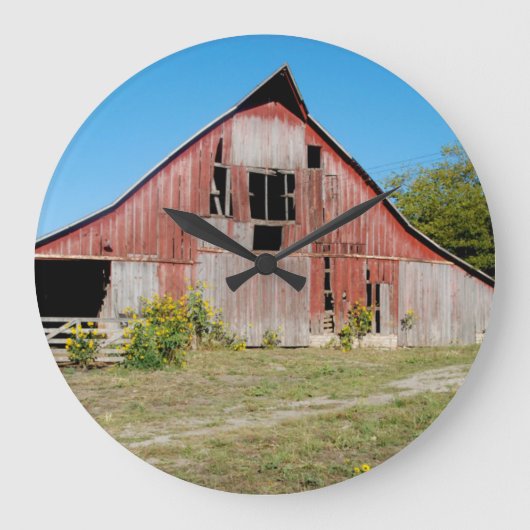 USA, Kansas, alte rote Scheune Große Wanduhr (Vorderseite)