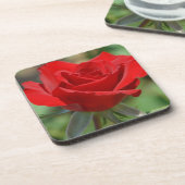 USA, Kansas, Rote Rose Untersetzer (Linke Seite)