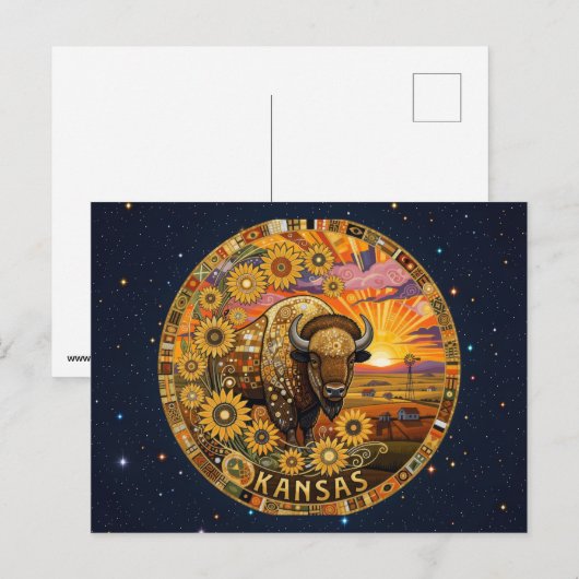 USA Kansas Staatsembleme Postkarte (Vorne/Hinten)