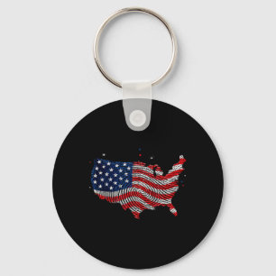 Usa-Karte Flagge Fingerabdruck Amerikanisch Patrio Schlüsselanhänger