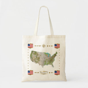 USA-Karte + Flaggen-Tasche Tragetasche