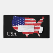 USA-Karte in Flag-Farben mit US-Text Schreibtischunterlage (Tastatur & Maus)