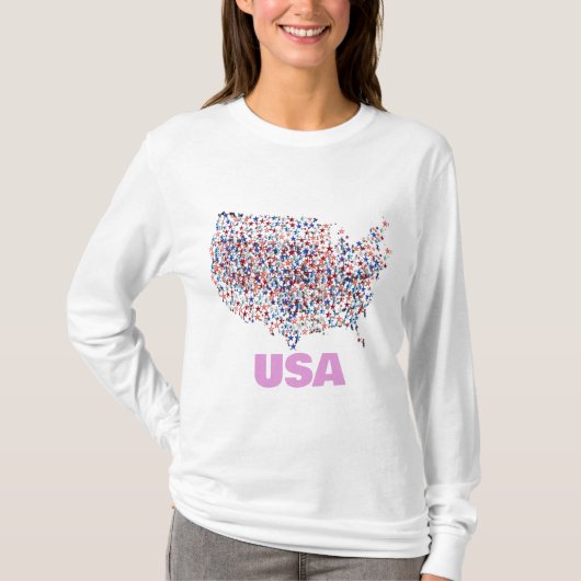 USA-Karte in Form von Sternen T-Shirt (Vorderseite)