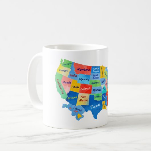 USA KARTE KAFFEETASSE (Vorderseite Links)