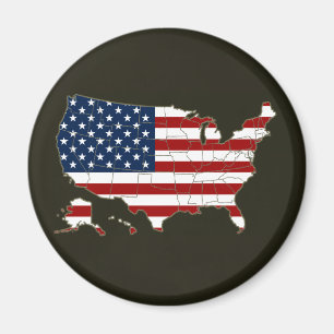 USA-Karte mit amerikanischer Flagge Magnet