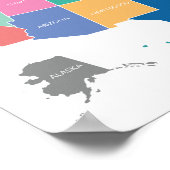 USA-Karte mit hellen Farben Poster (Ecke)