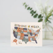 USA-Karte Postkarte (Stehend Vorderseite)