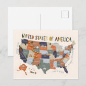 USA-Karte Postkarte (Vorne/Hinten)