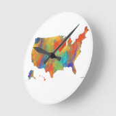 USA-KARTE - runde Wanduhr (Winkel)