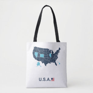 USA-Karte Stickerei Trucker Leder Tasche