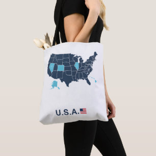 USA-Karte Stickerei Trucker Leder Tasche