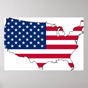 USA-Karte, Vereinigte Staaten kennzeichnen Poster