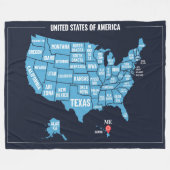USA Kartenadresskennzeichen Fleecedecke (Vorderseite (Horizontal))