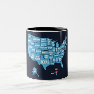 USA Kartenadresskennzeichen Zweifarbige Tasse