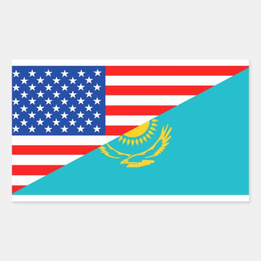 usa Kasachstan Land Halbfahne America Symbol Rechteckiger Aufkleber (Vorderseite)