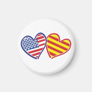 USA Katalonien Patriotische Liebe Herz Magnet