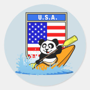 USA Kayaking Panda Runder Aufkleber