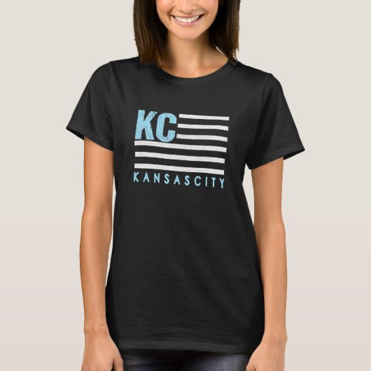 Usa KC Flag Royal & Light Blue Kc Kansas City Patr T-Shirt (Vorderseite)