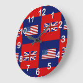 USA kennzeichnen u. BRITISCHES Flaggen-Muster Große Wanduhr (Winkel)