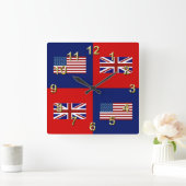 USA kennzeichnen u. BRITISCHES Flaggen-Muster Quadratische Wanduhr (Zuhause)